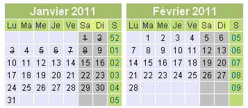 T�l�charger le mod�le de calendrier